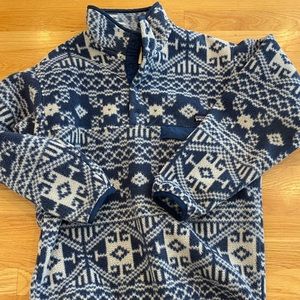 Patagonia Aztec pattern blue and white synchilla snap T men’s small